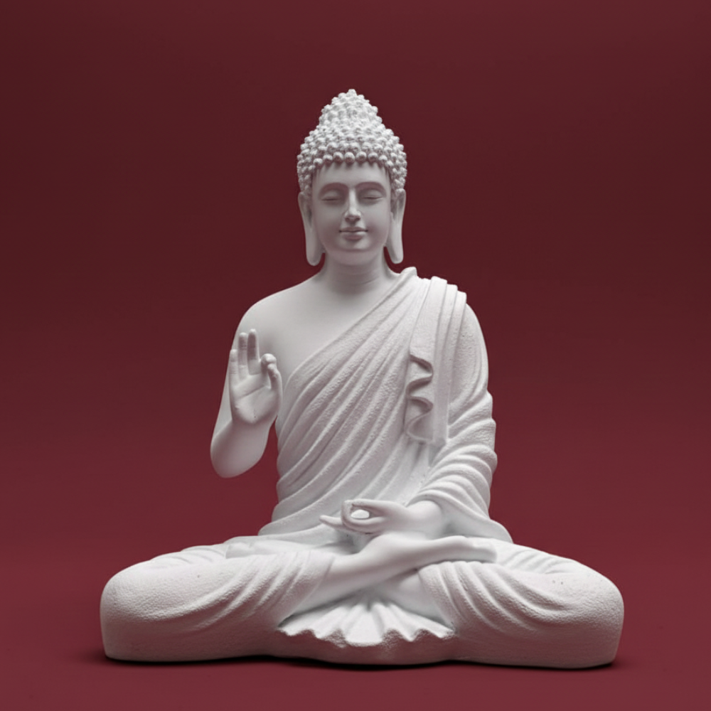 Pure White Meditation Buddha Statue