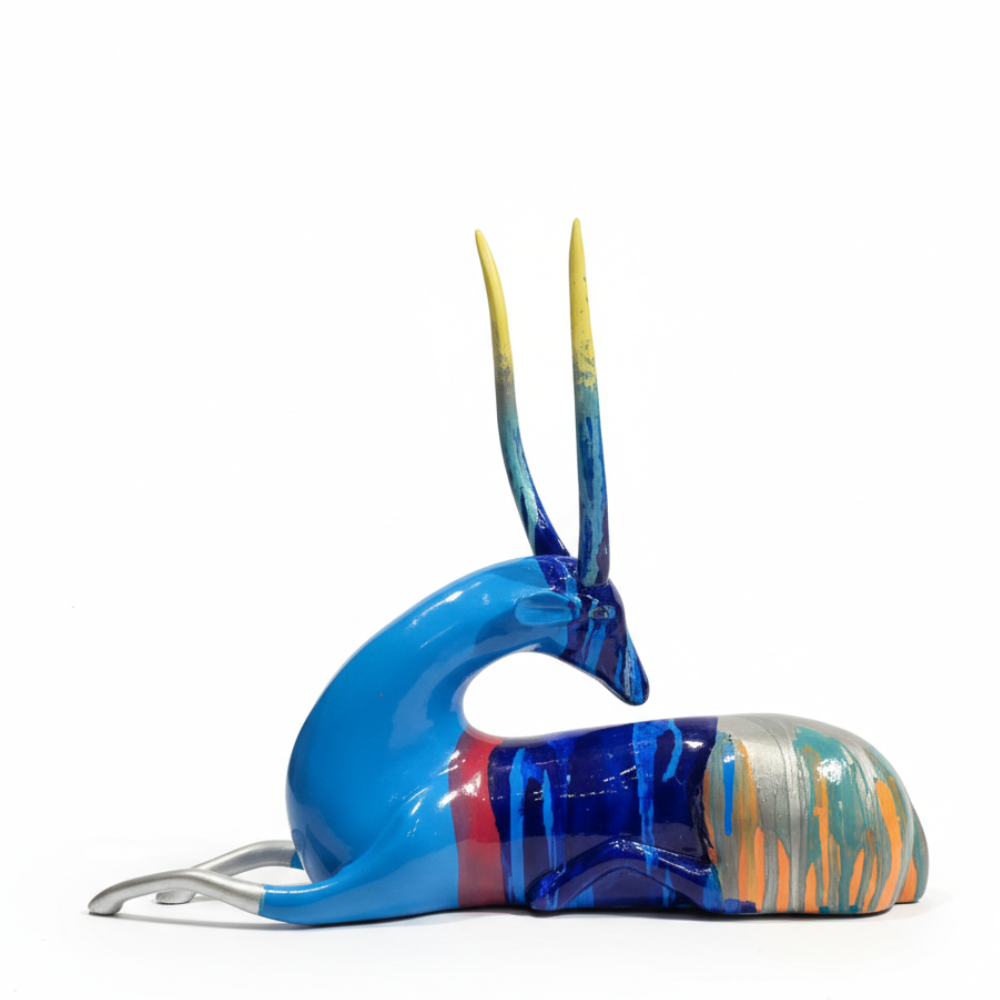 Modern Multicolor Deer Sculpture