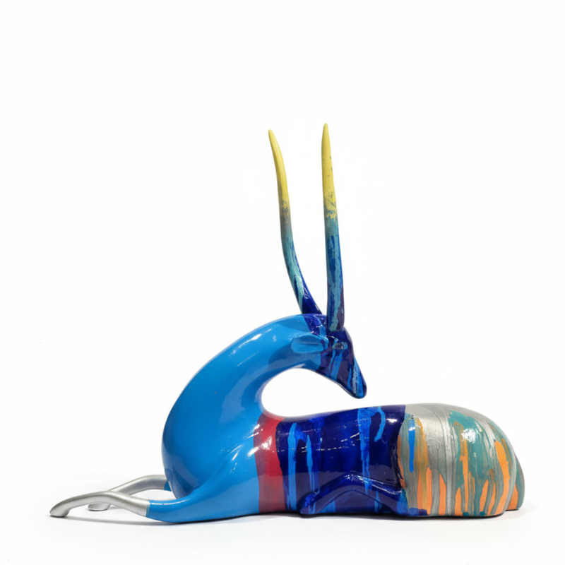 Modern Multicolor Deer Sculpture