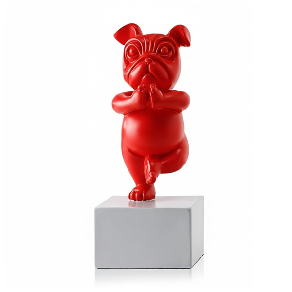 Red Yoga Dog Figurine Showpiece