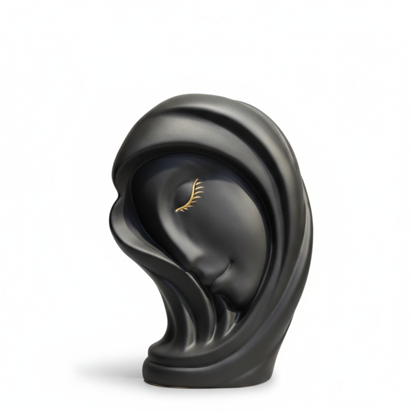 Black Eternal Calm Abstract Face Sculpture