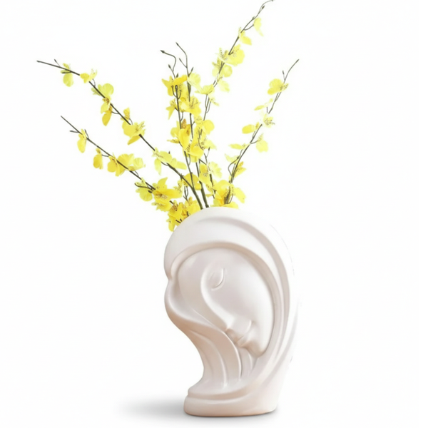 White Serene Abstract Face Vase