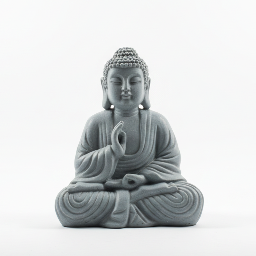 Grey Meditating Buddha Statue