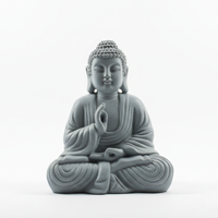 Grey Meditating Buddha Statue