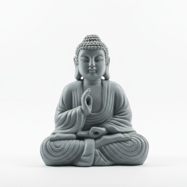Grey Meditating Buddha Statue