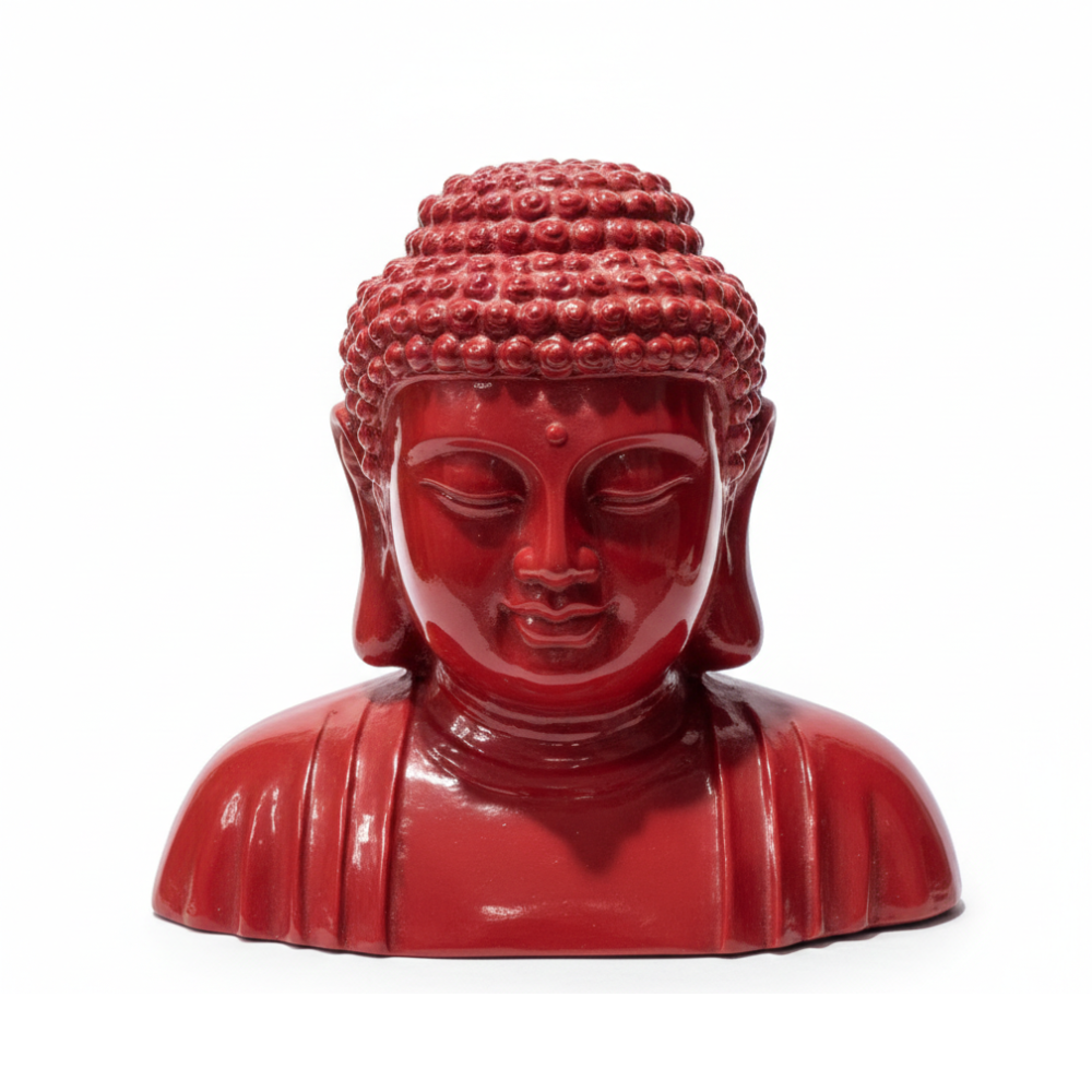 Modern Red Buddha Head Statue