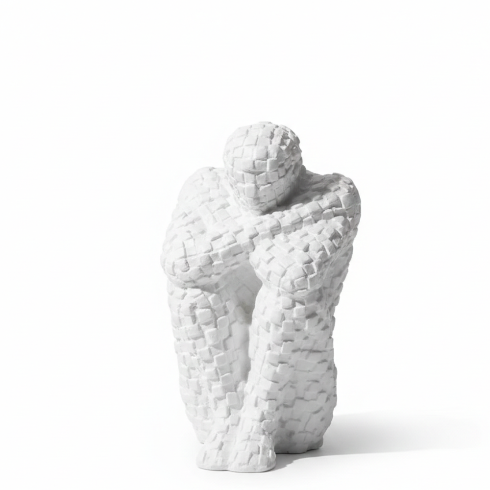 White Mosaic Human Figure Sculpture