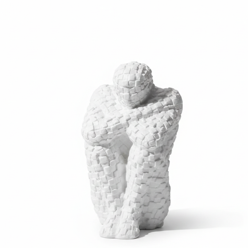 White Mosaic Human Figure Sculpture