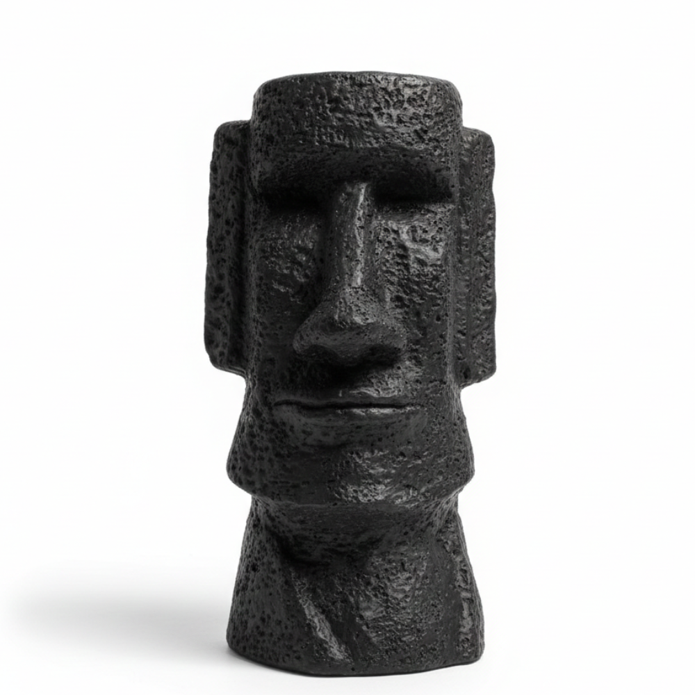 Black Moai Head Stone Finish Decorative Showpiece