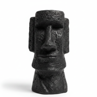 Black Moai Head Stone Finish Decorative Showpiece