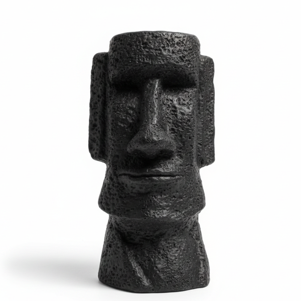 Black Moai Head Stone Finish Decorative Showpiece