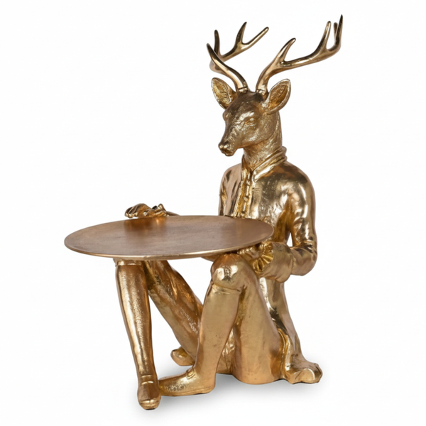 Golden Deer Butler Tray Statue