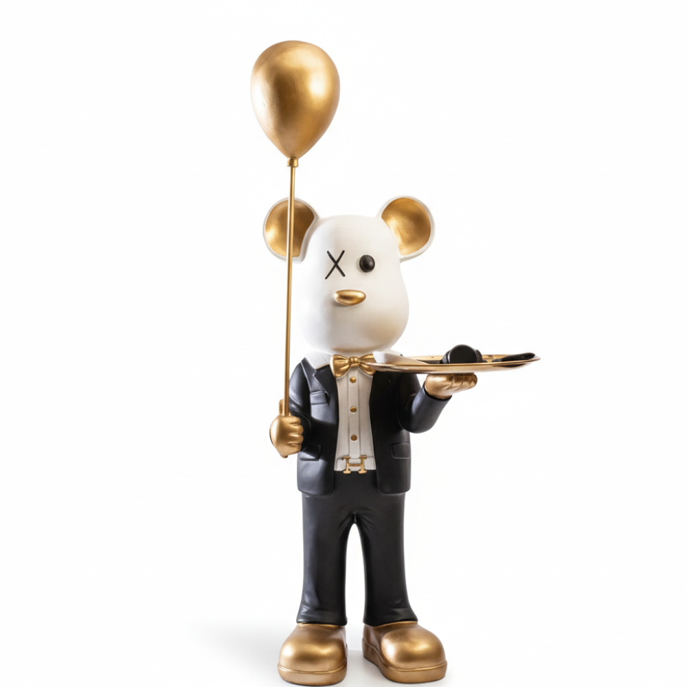 Luxury Bear Butler Tray Statue