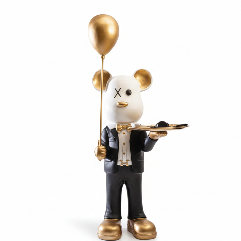 Luxury Bear Butler Tray Statue