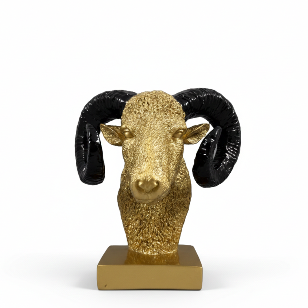 Golden Ram Head Sculpture