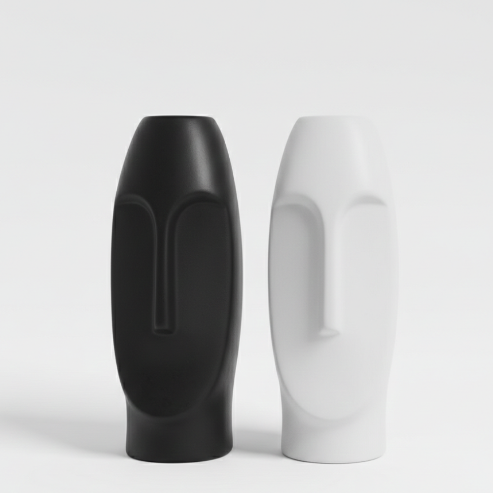 Abstract Face Sculpture Vase