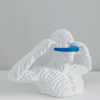 White Abstract Human Face Sculptural Bowl Showpiece