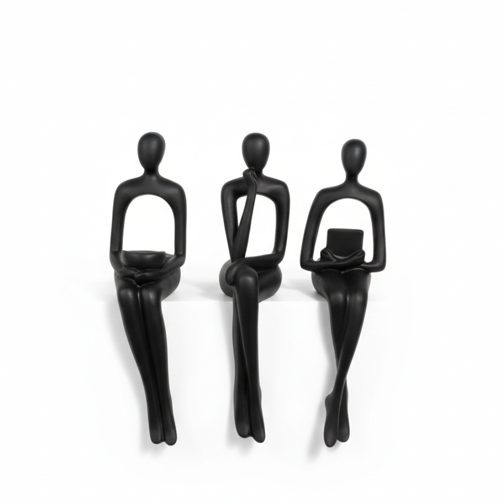 Matte Black Abstract Human Figurines Showpiece