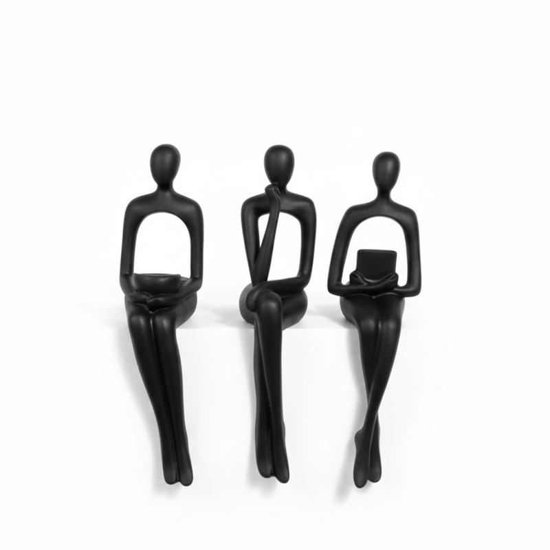Matte Black Abstract Human Figurines Showpiece