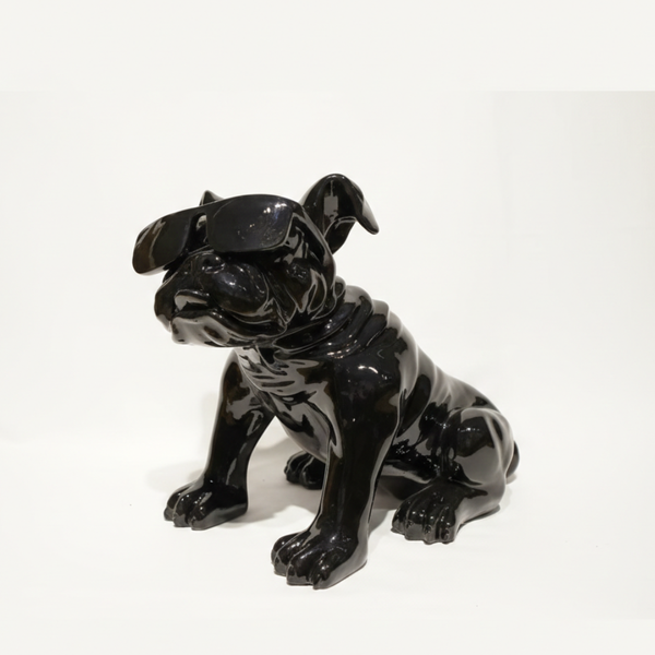Modern Black Dog Sculpture