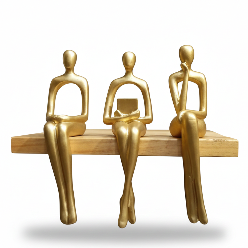 Golden Abstract Human Figurines Showpiece