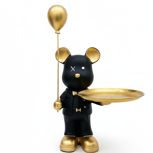 Black & Gold Bear Tray Showpiece