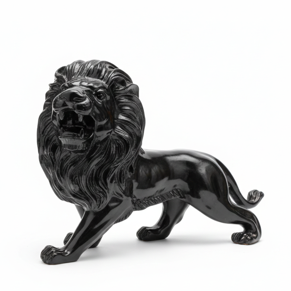 Majestic Black Lion Sculpture