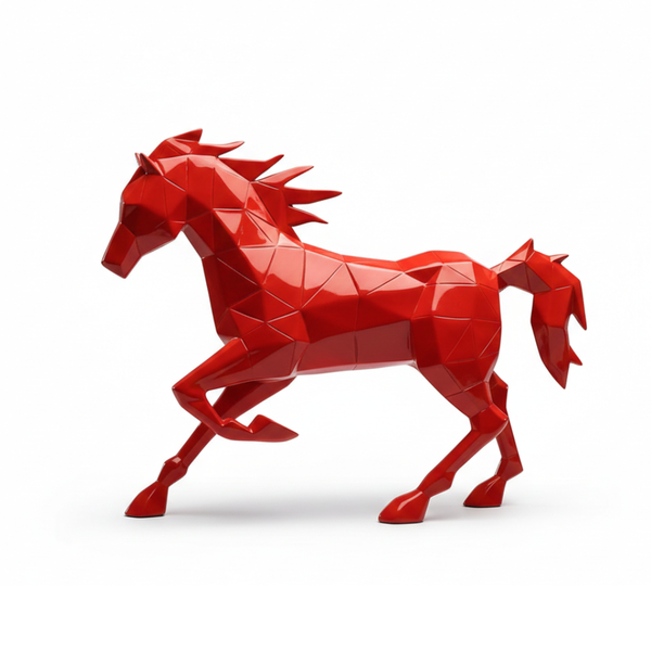 Red Geometric Horse Decorative Showpiece