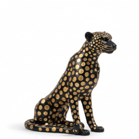 Black & Gold Spotted Leopard Statue
