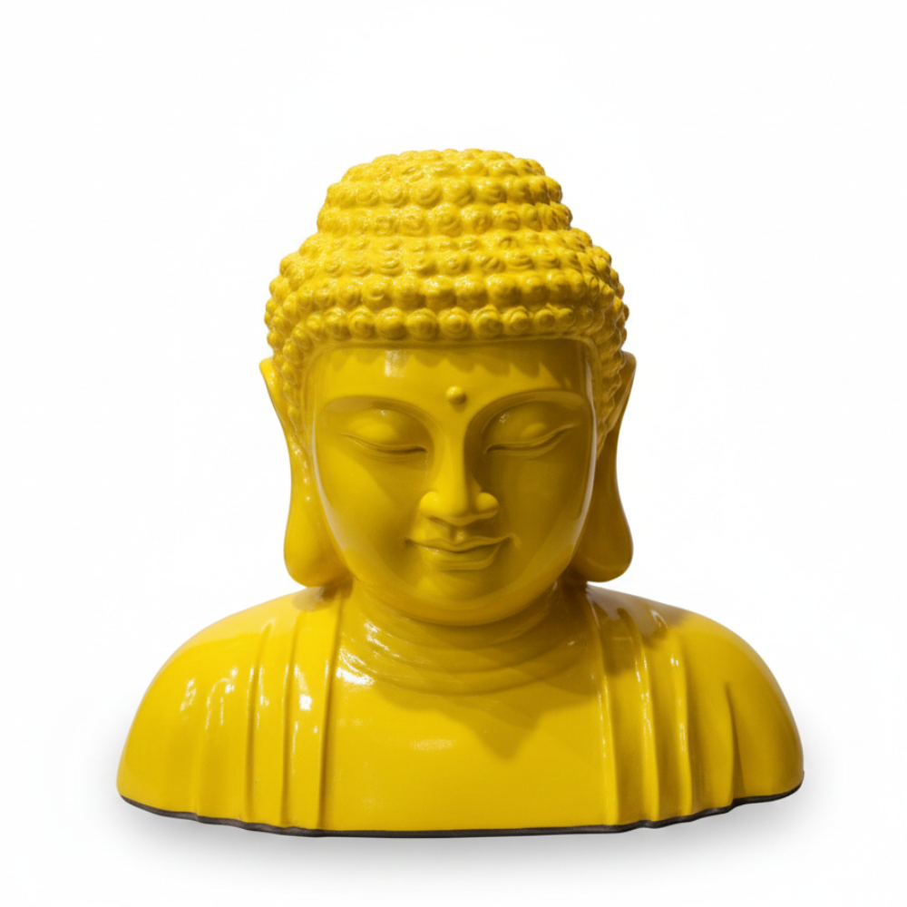 Vibrant Yellow Buddha Head Statue