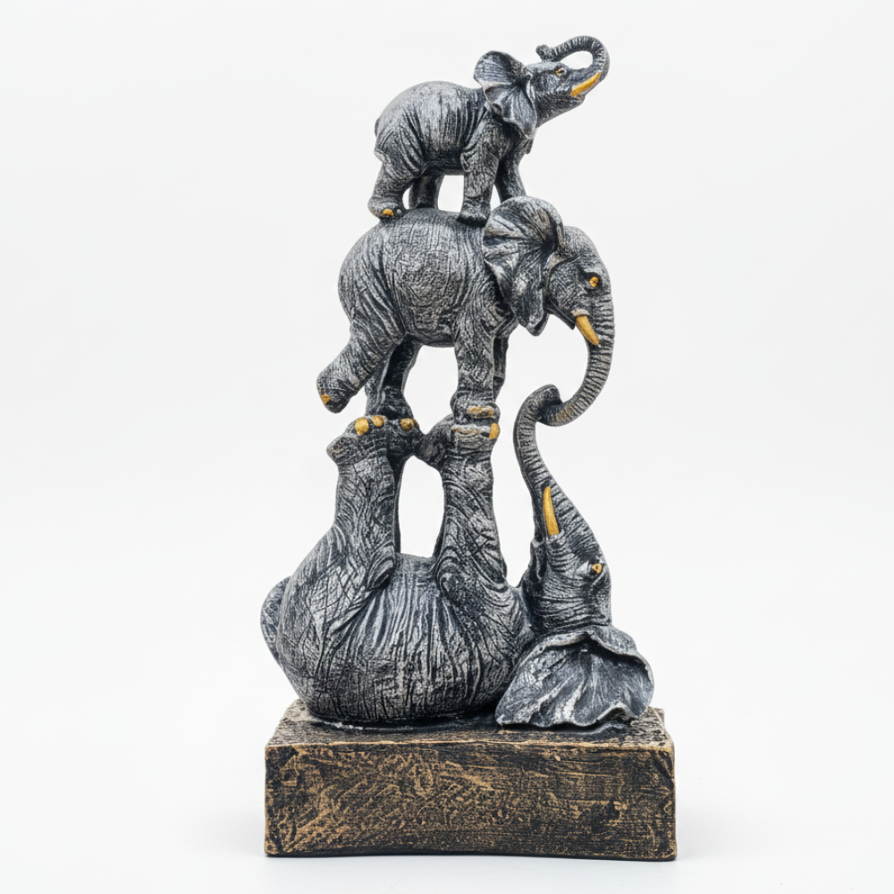 Elephant Family Stacked Showpiece