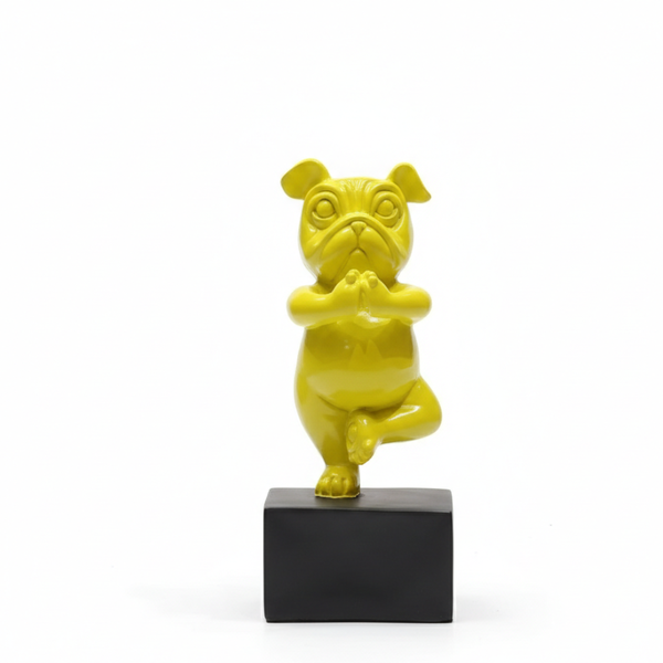 Yellow Yoga Dog Figurine Showpiece