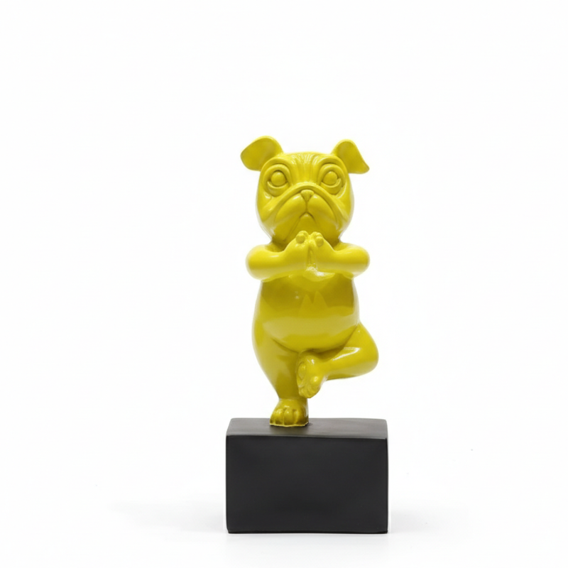 Yellow Yoga Dog Figurine Showpiece