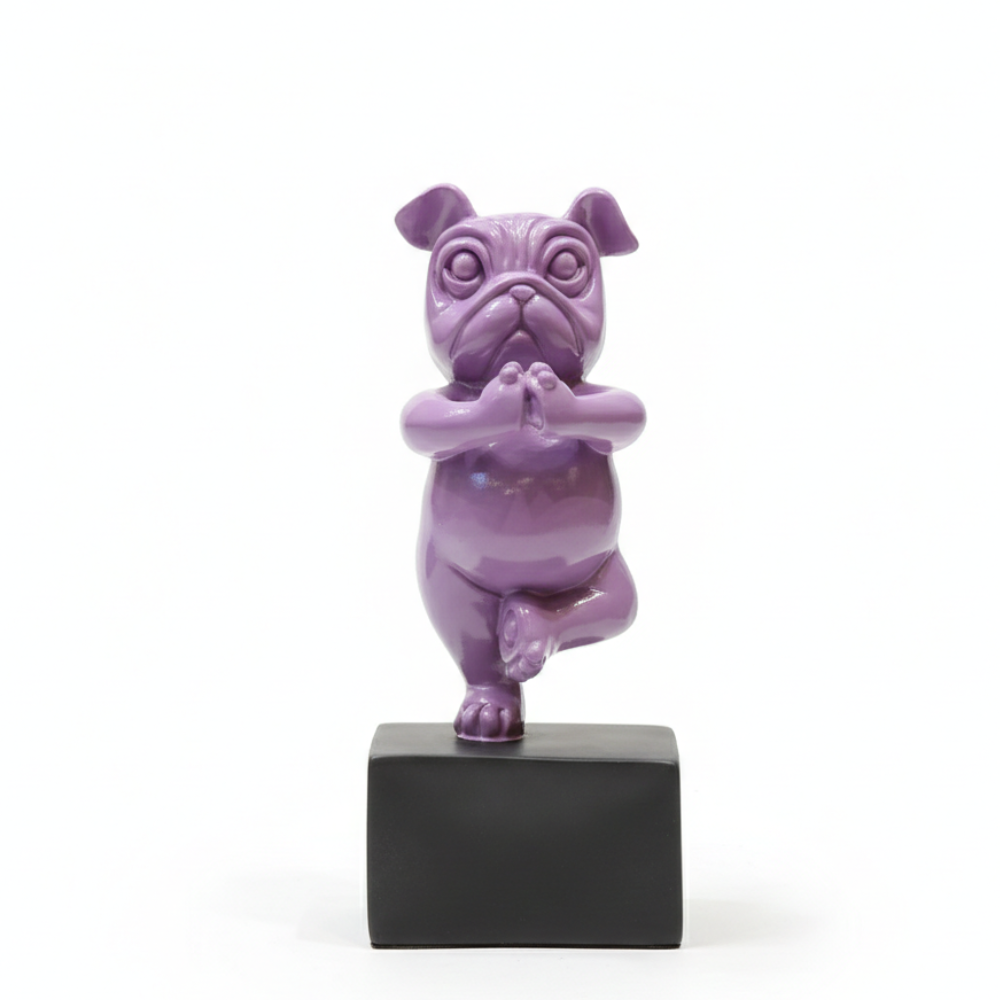 Purple Yoga Dog Figurine Showpiece