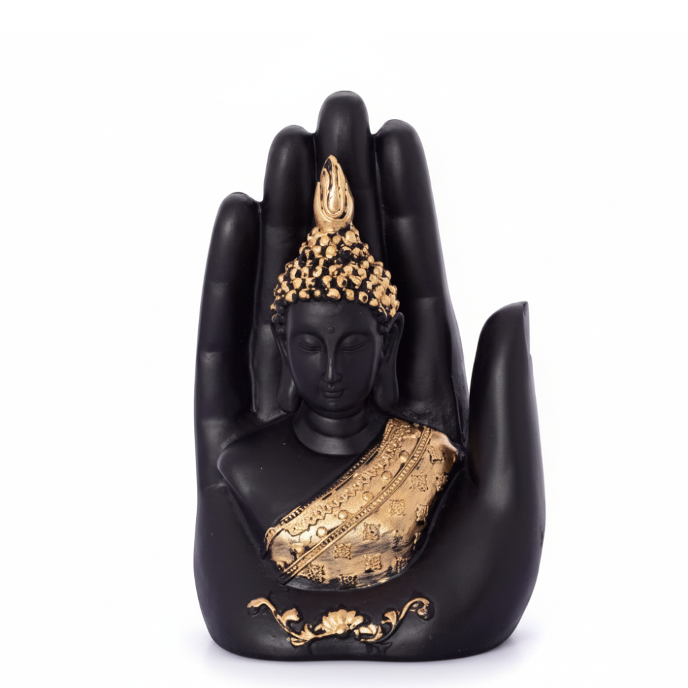 Black & Gold Buddha in Blessing Hand Showpiece