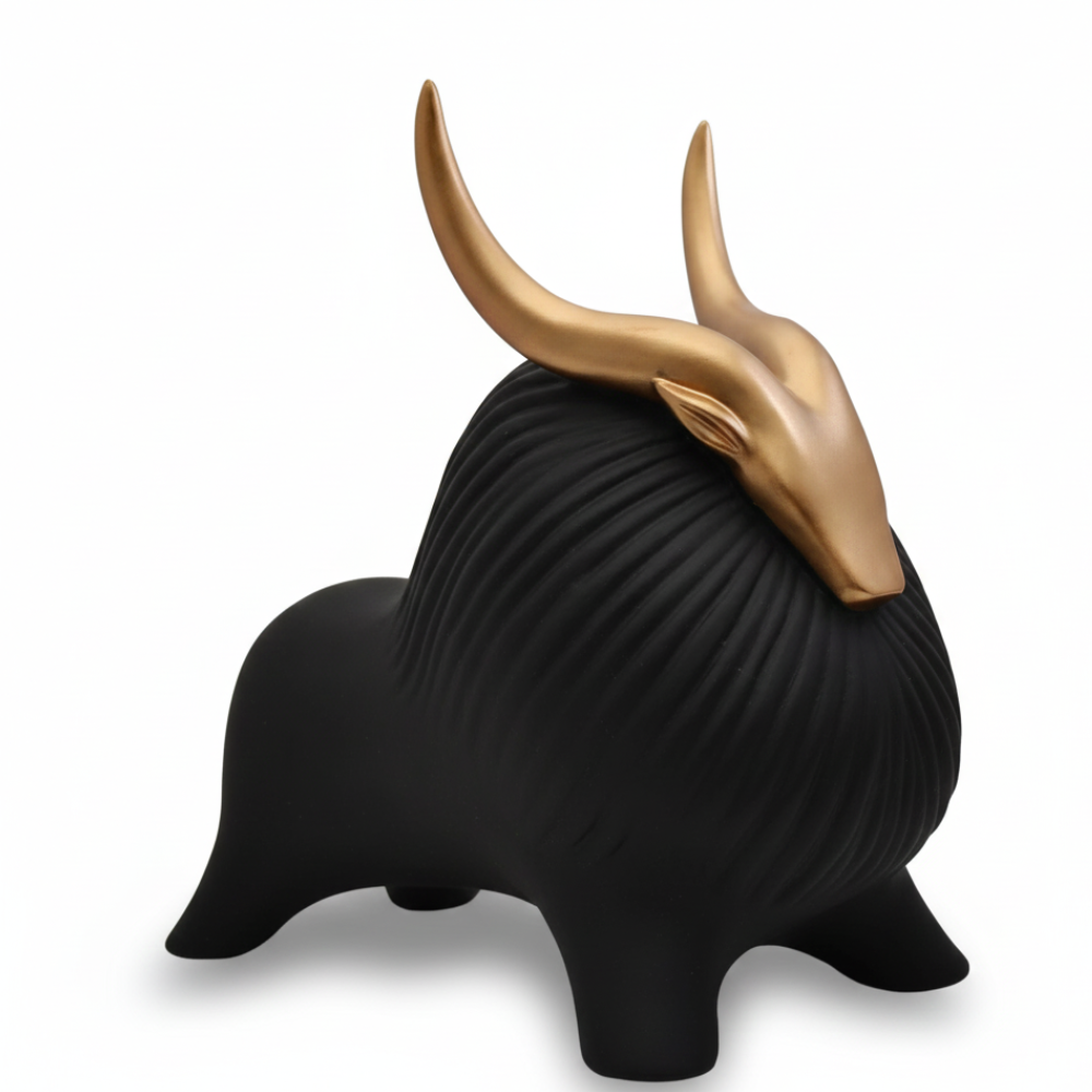 Luxury Black & Gold Bull Figurine