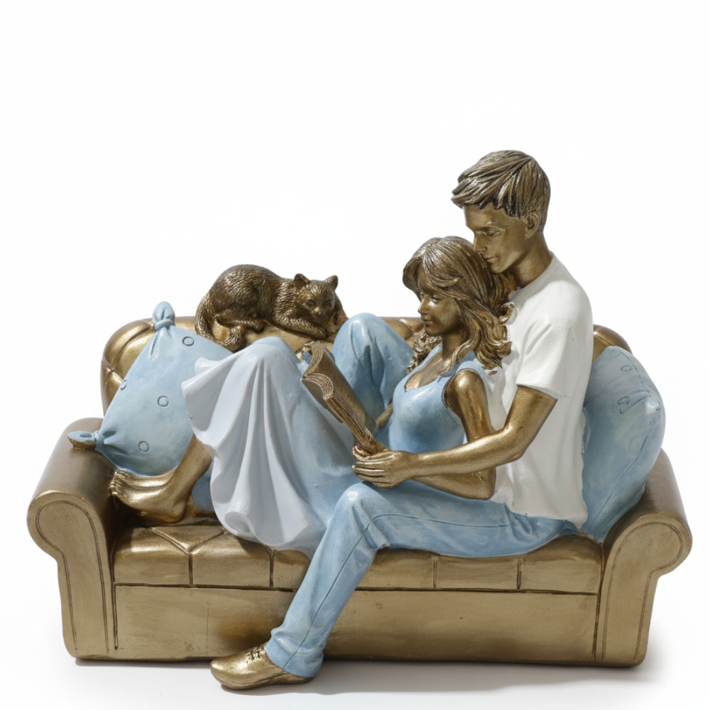 Couple Reading Together Decorative Statue