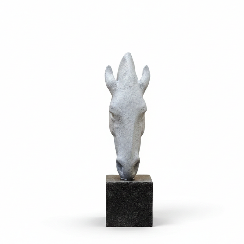 Grey Abstract Horse Head Sculpture