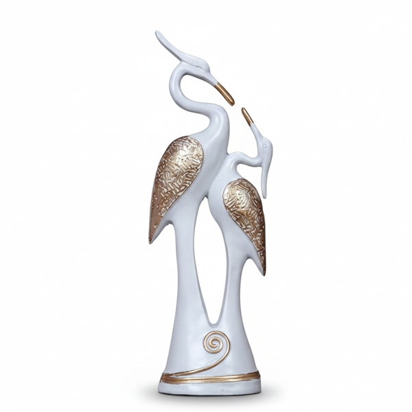 Elegant White & Gold Couple Crane Figurine