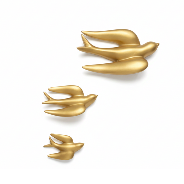 Golden Flying Birds Wall Décor Set