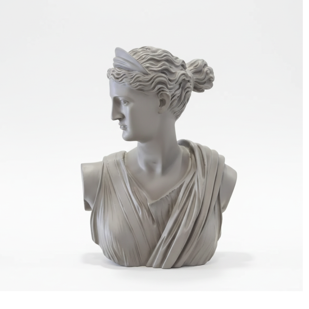 Grey Stone Finish Classical Goddess Bust Statue