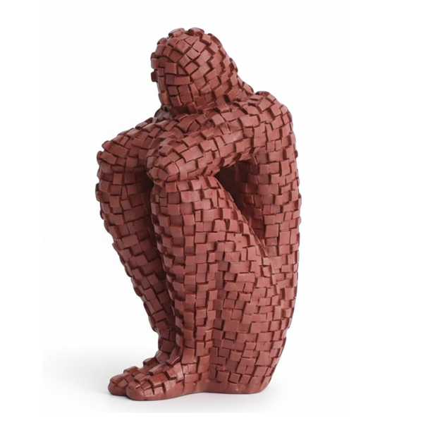 Abstract Brown Thinking Human Figure Sculpture