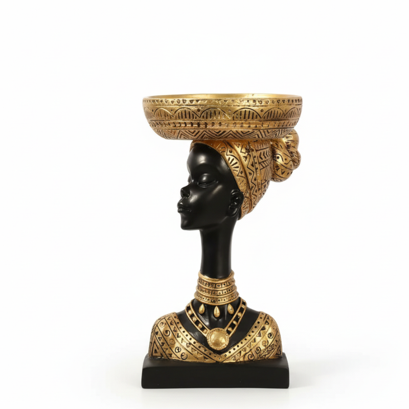 African Lady Bowl Head Showpiece