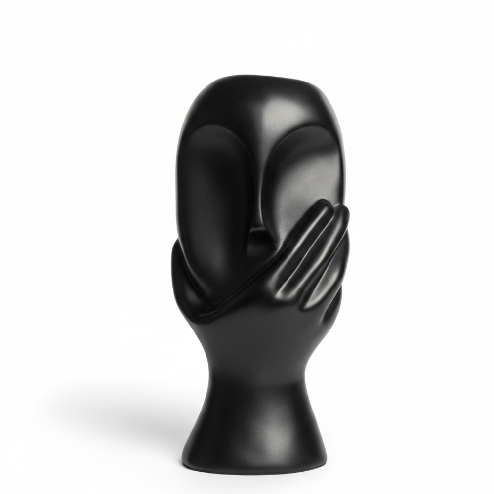 Abstract Black Face Vase