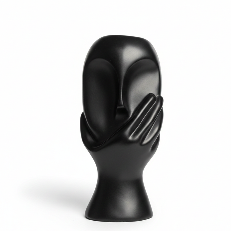 Abstract Black Face Vase
