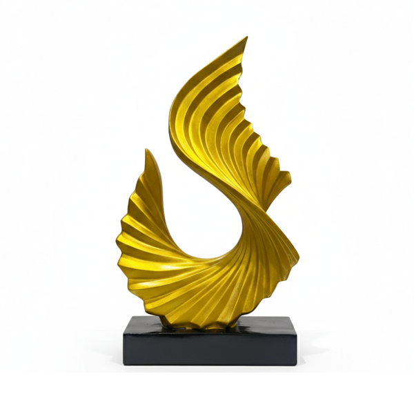 Abstract Golden Wave Sculpture