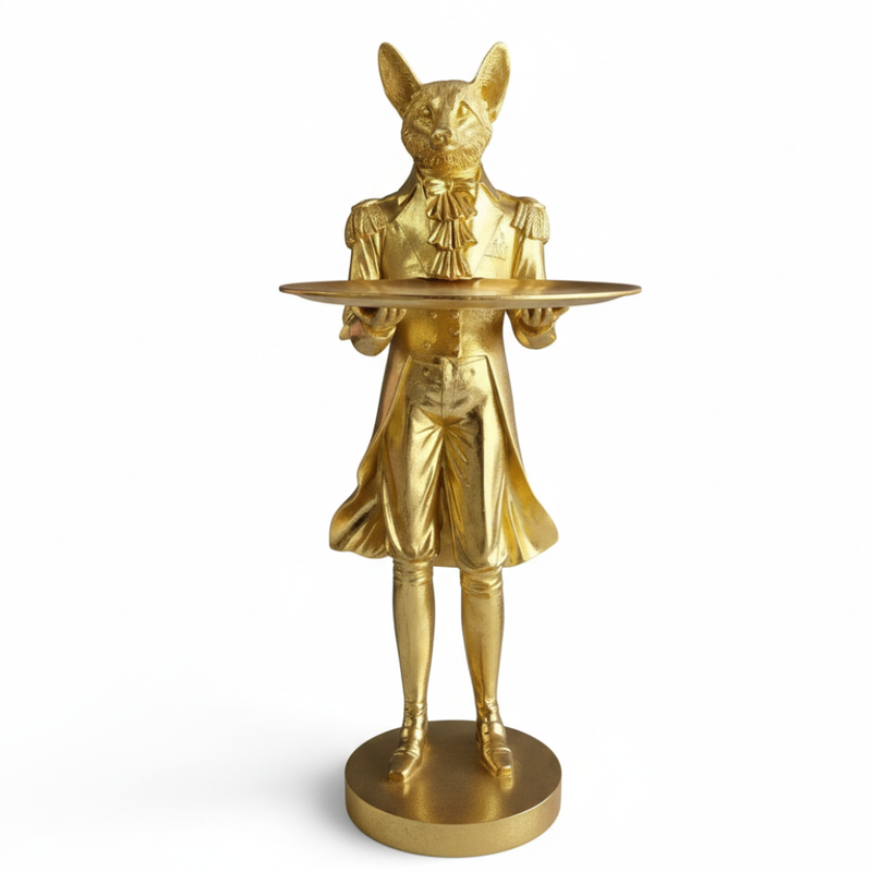 Golden Fox Butler Tray Sculpture