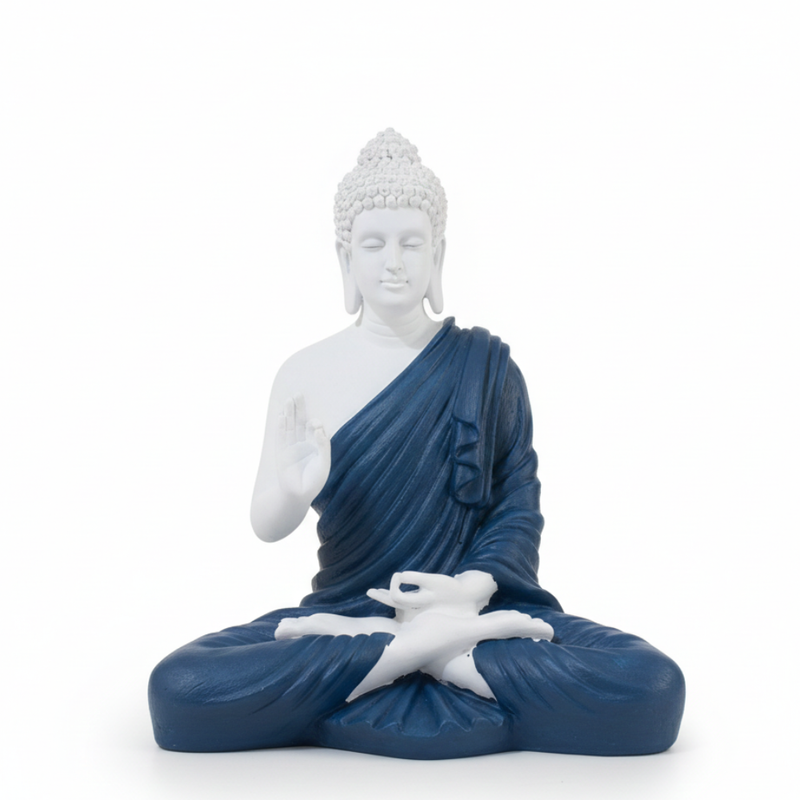 Blue & White  Buddha Meditation Statue