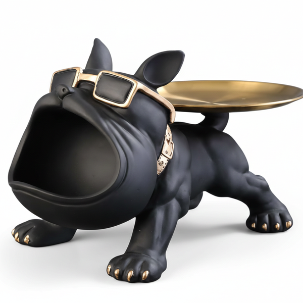 Luxury French Bulldog Butler Statue with Storage Tray