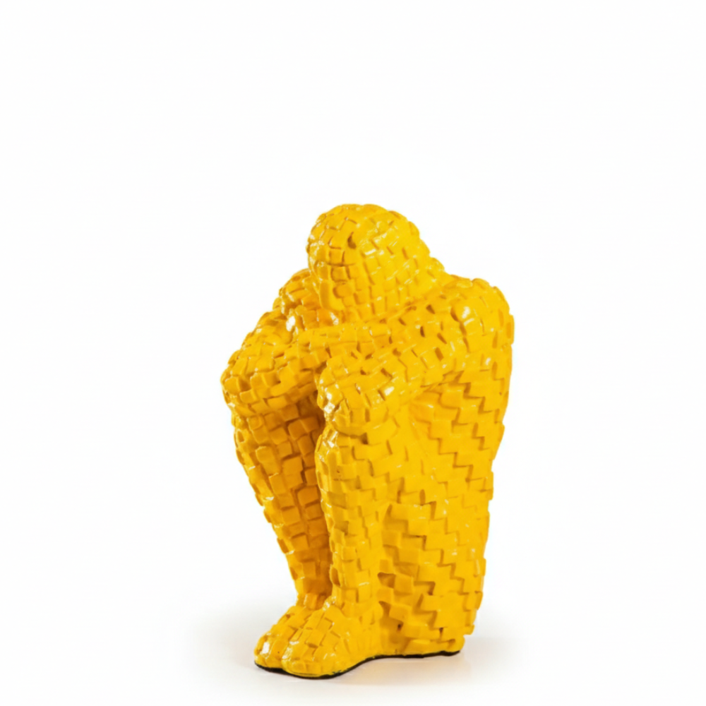 Yellow Mosaic Human Figure Sculpture